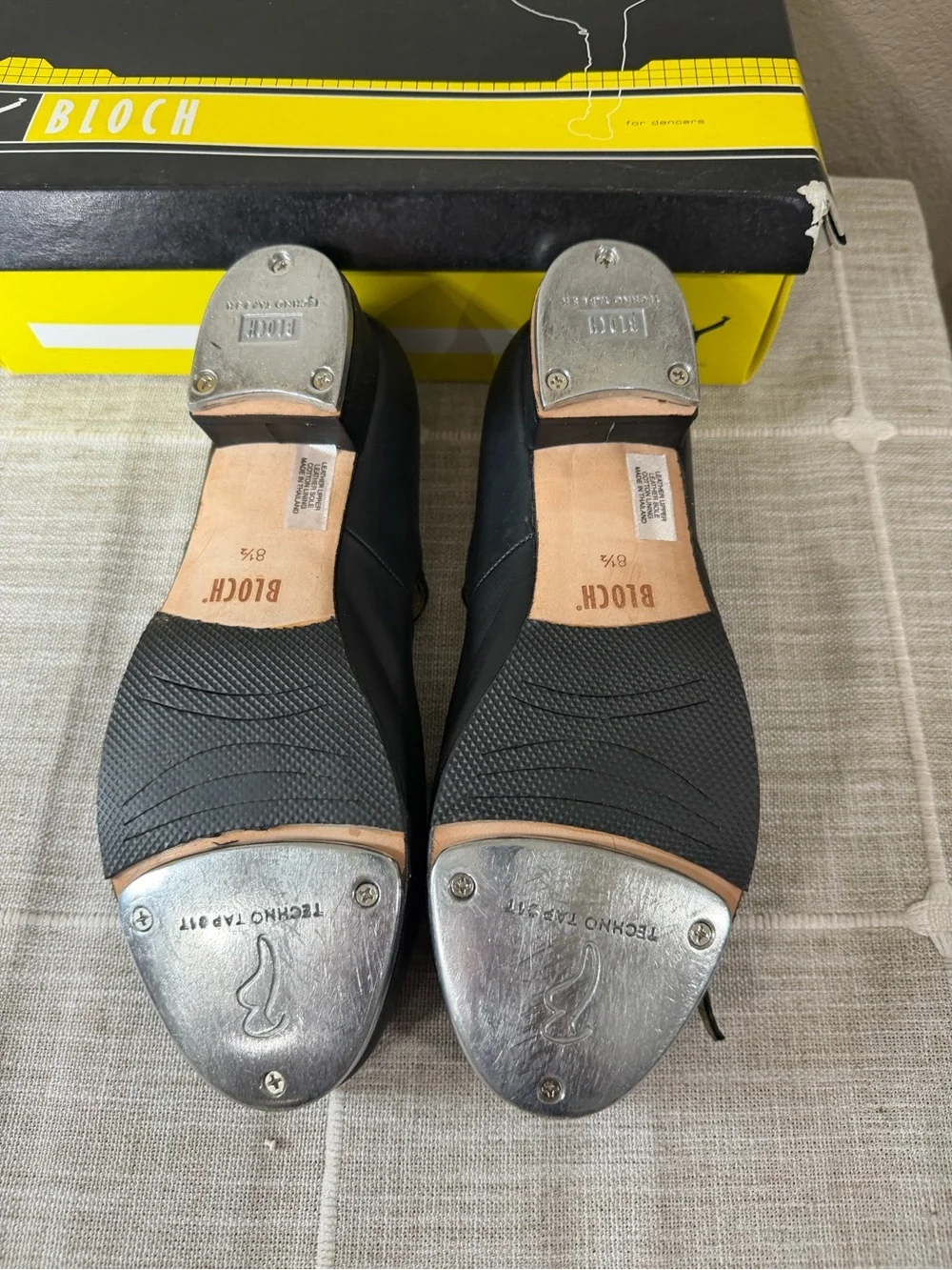 Bloch Women's Tap On Leather Tap Shoes Black S0302L Sz 8.5 Fit: X W/Box
